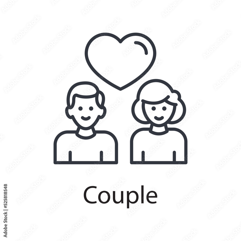 Couple vector outline Icon Design illustration. Miscellaneous Symbol on White background EPS 10 File