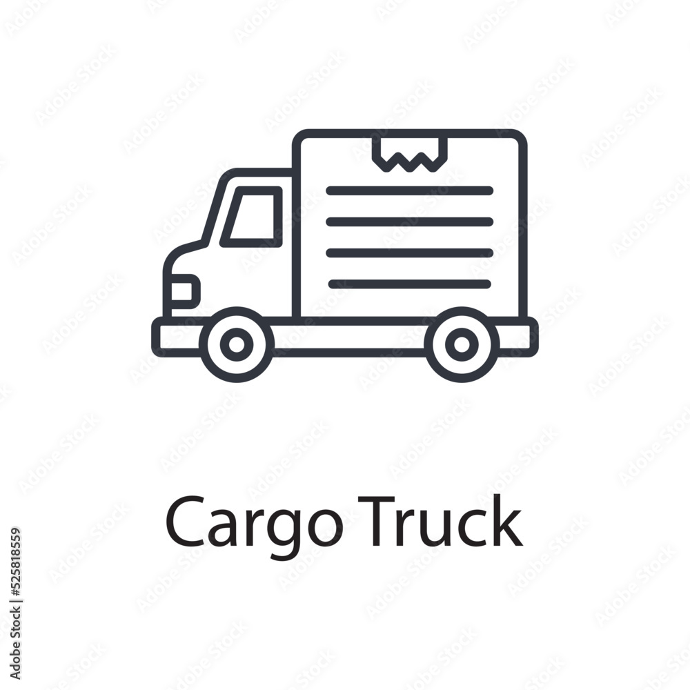 Cargo Truck vector outline Icon Design illustration. Miscellaneous Symbol on White background EPS 10 File