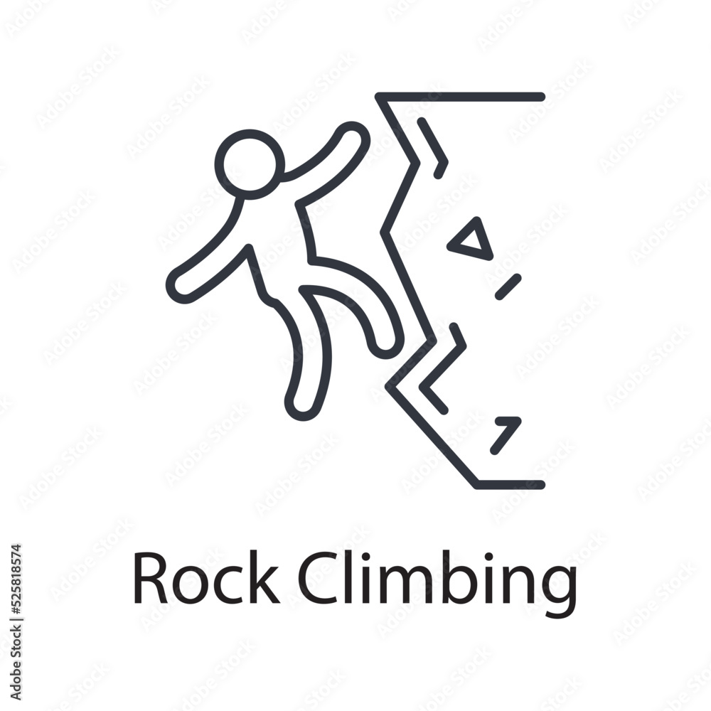 Rock Climbing vector outline Icon Design illustration. Miscellaneous Symbol on White background EPS 10 File Rock Climbing vector outline Icon Design illustration. Miscellaneous Symbol on White background EPS 10 File