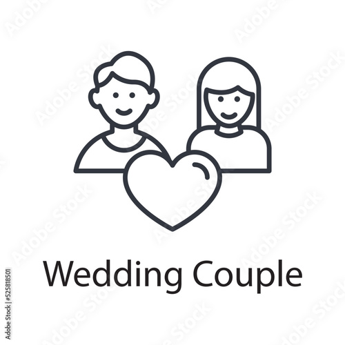Wedding Couple vector outline Icon Design illustration. Miscellaneous Symbol on White background EPS 10 File