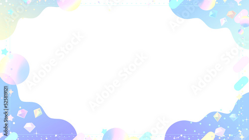Soft pastel gradient frame with bling bling diamonds, stars, rounded rectangles, and colorful gradient circles on a transparent background.