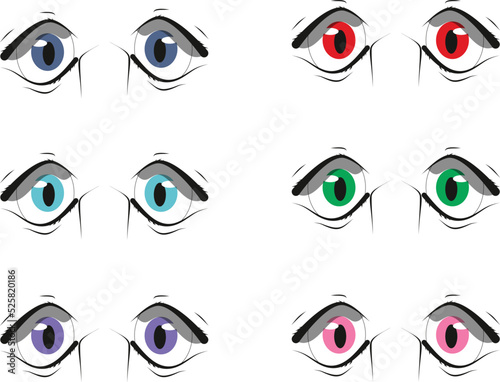 Cartoon beautiful eyes vector set. eyes showing disorders.