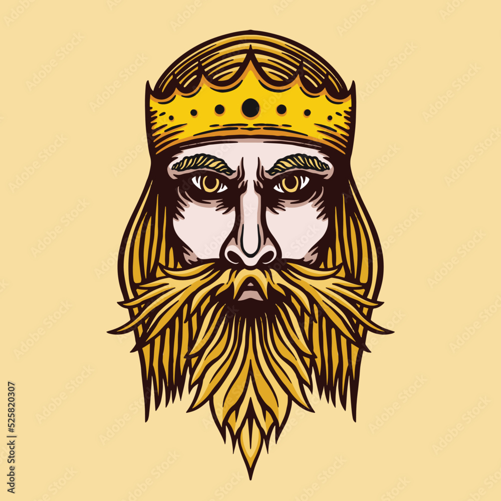 King head character mascot illustration