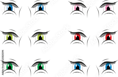 Cartoon beautiful eyes vector set. eyes showing disorders.