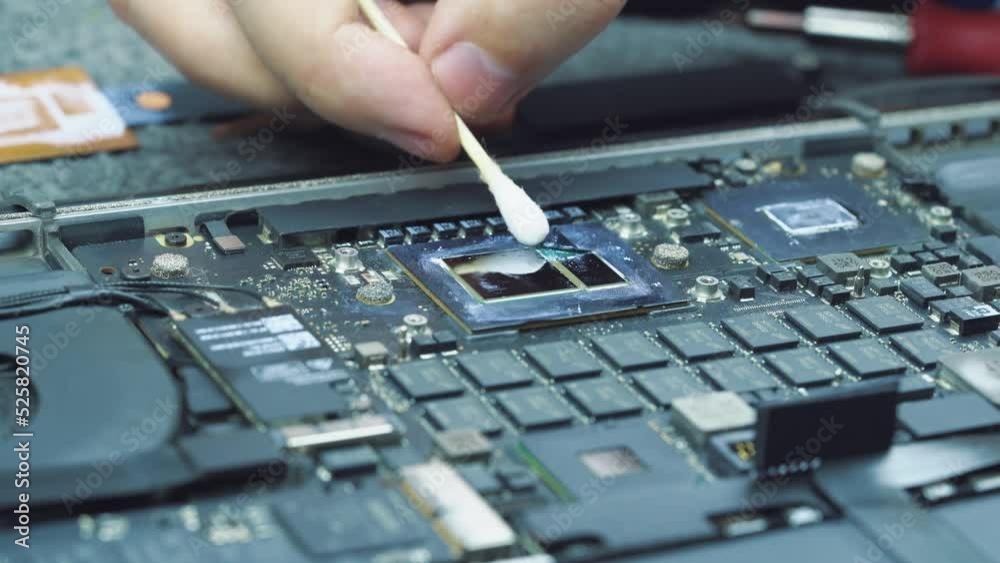Technology of replacing thermal paste on the CPU or GPU theme. Service for the repair and replacement of the computer motherboard