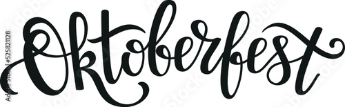 Oktoberfest black lettering. Beer festival decoration handwritten sign.