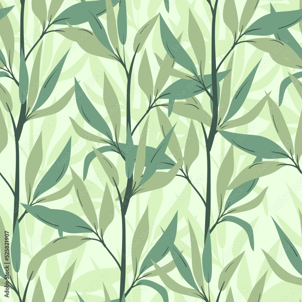 Seamless botanical pattern with leaves