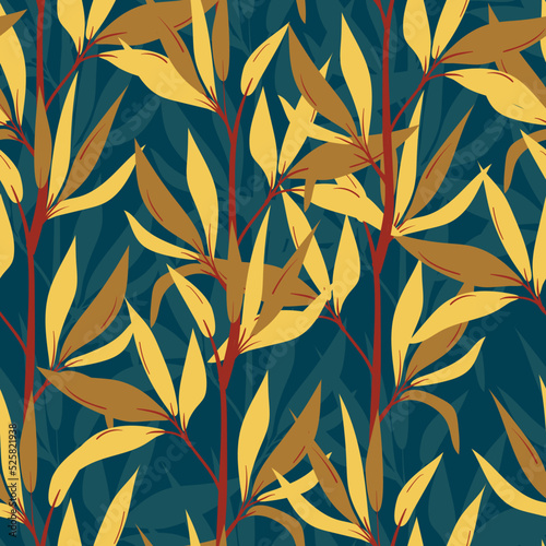 Seamless botanical pattern with leaves