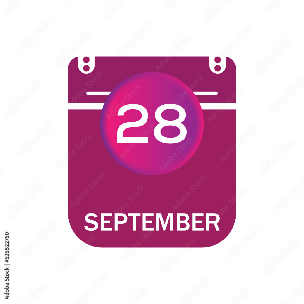 28 september, september calendar icon with date 28 september, september calendar icon with date