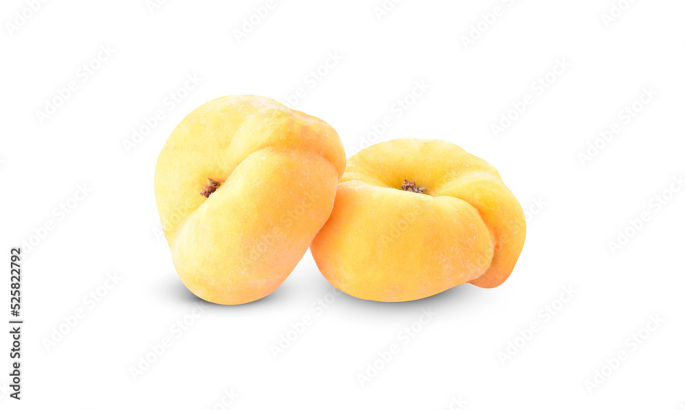 fresh yellow peach donut isolated on white background fresh yellow peach donut isolated on white background