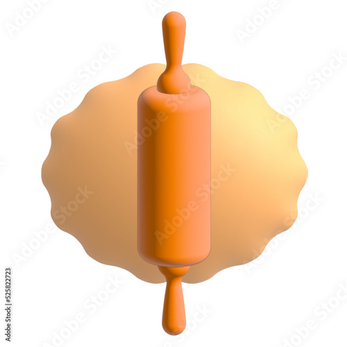 Rolling out dough to make traditional chapati 3d vector illustration, Baker and Bakery dough Making stock