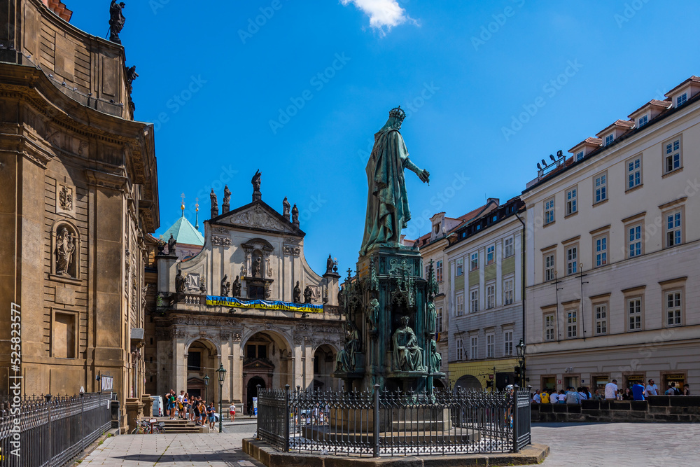 Charles IV statue view in Prague City