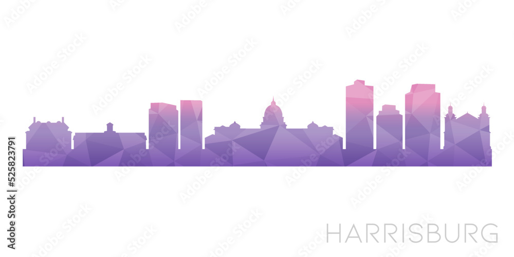 Harrisburg, PA, USA Low Poly Skyline Clip Art City Design. Geometric Polygon Graphic Horizon Icon. Vector Illustration Symbol.