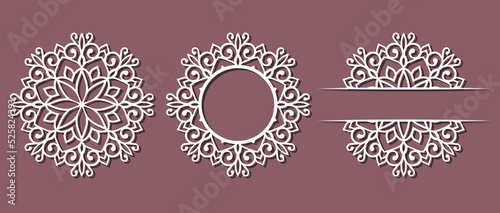 Big set of Christmas decorations - balls with a Santa Claus, deer, snowflake, candle, angel, snowman, gift, sock, Christmas tree, house. Template for laser cut. New Year theme. Vector illustration