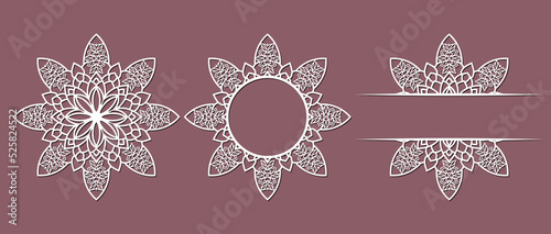 Big set of Christmas decorations - balls with a Santa Claus, deer, snowflake, candle, angel, snowman, gift, sock, Christmas tree, house. Template for laser cut. New Year theme. Vector illustration