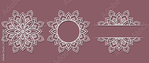 Big set of Christmas decorations - balls with a Santa Claus, deer, snowflake, candle, angel, snowman, gift, sock, Christmas tree, house. Template for laser cut. New Year theme. Vector illustration