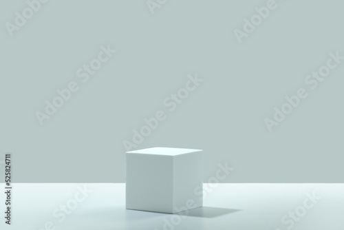 Canvas Print Abstract cube empty white podium on blue background