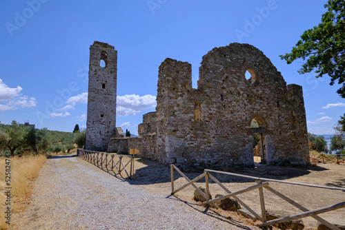 Remains of the medieval church of San Secondo (Chiesa di San Secondo) at Isola Polvese on lake Trasimeno, Italy photo