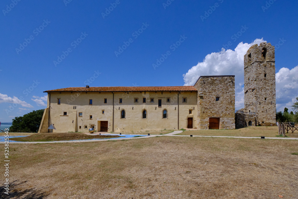 The Olivetan Monastery (Monastero Olivetano) at Isola Polvese on lake Trasimeno, Italy