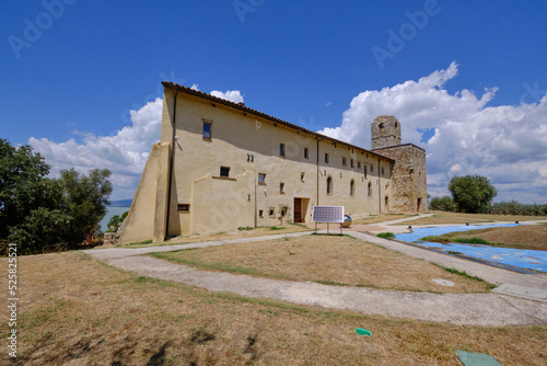 The Olivetan Monastery (Monastero Olivetano) at Isola Polvese on lake Trasimeno, Italy photo