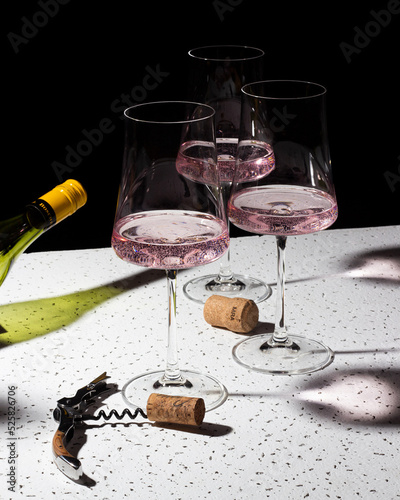 glass of wine and bottle photo