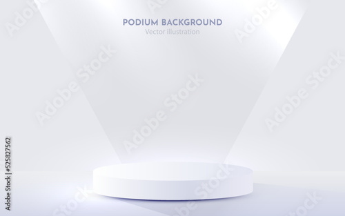 Abstract scene background. Cylinder podium on white background. Product presentation, mock up, show cosmetic product, Podium, stage pedestal or platform.