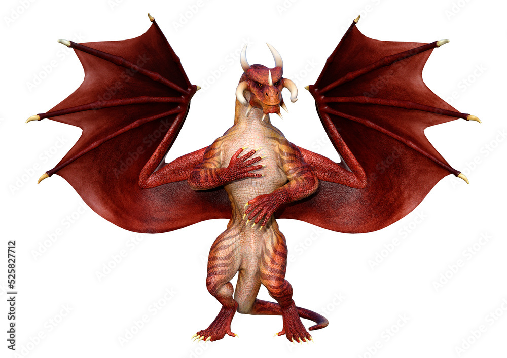 Fototapeta premium 3D Rendering Fairy Tale Dragon on White