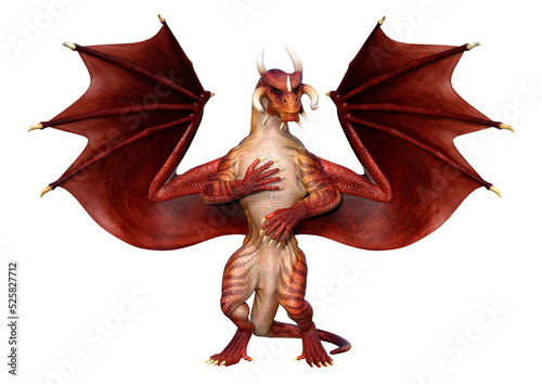 3D Rendering Fairy Tale Dragon on White