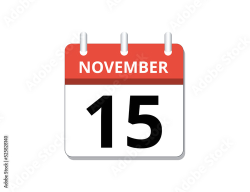 November, 15th calendar icon vector

