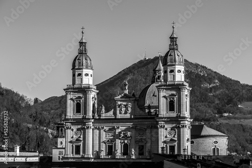 The dome of Salzburg Cathedral or Dom zu Salzburg in the old town Salzburg, Austria photo