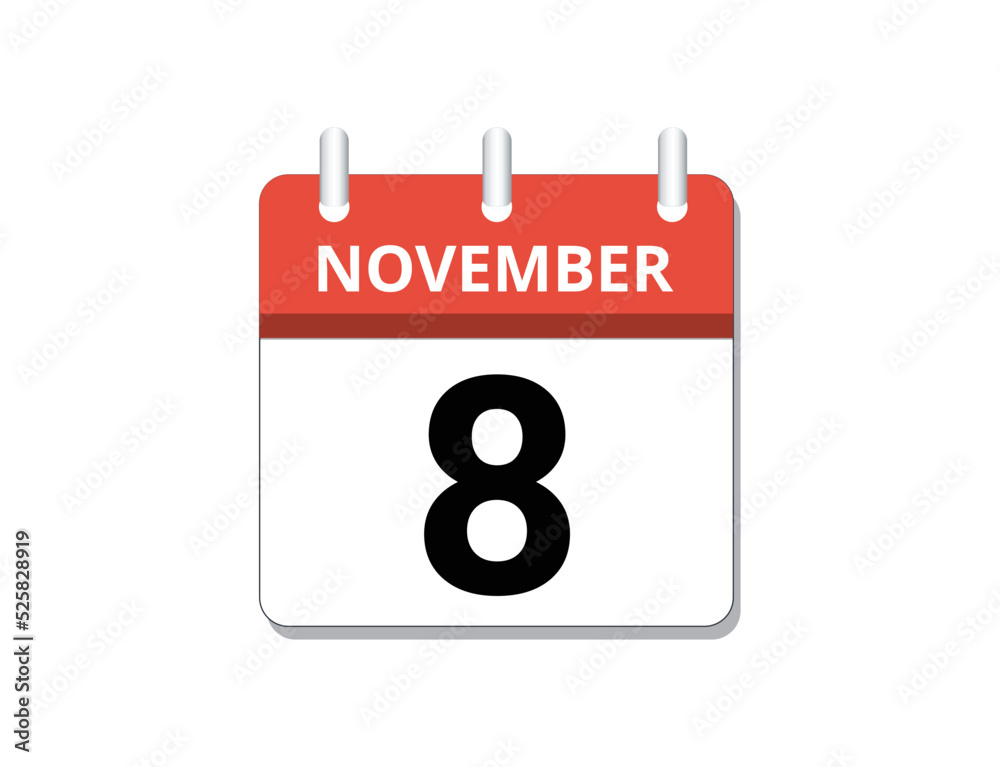 November, 8th calendar icon vector November, 8th calendar icon vector