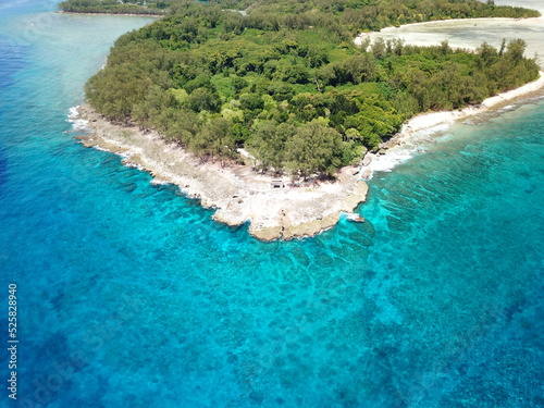 Pristine blue ocean and historical islands , famous diving spot "Peleliu island" in Palau.