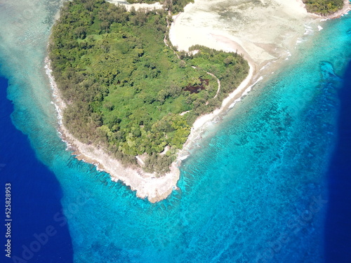 Pristine blue ocean and historical islands , famous diving spot "Peleliu island" in Palau.