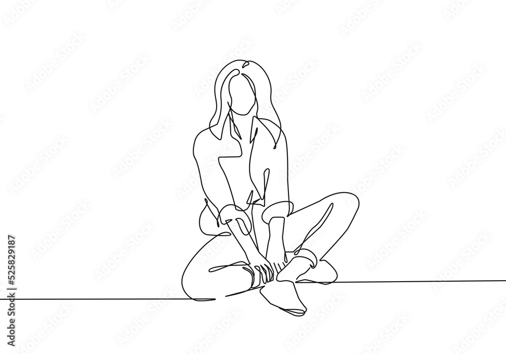Woman Sitting Pose, Minimalist Line Art Art Print by EMacArts | Society6