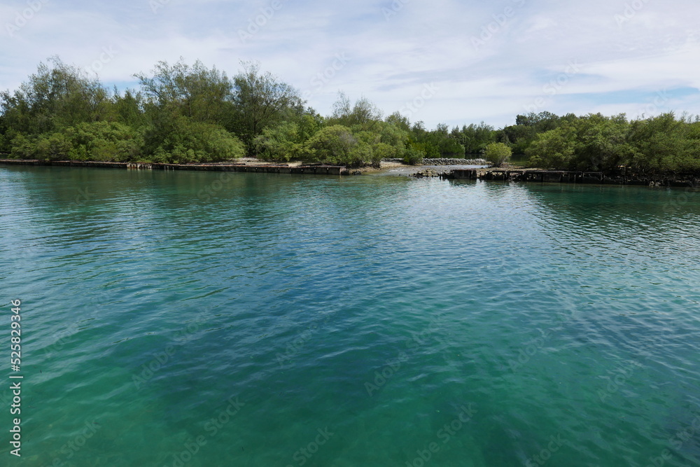Pristine blue ocean and historical islands , famous diving spot Pristine blue ocean and historical islands , famous diving spot
