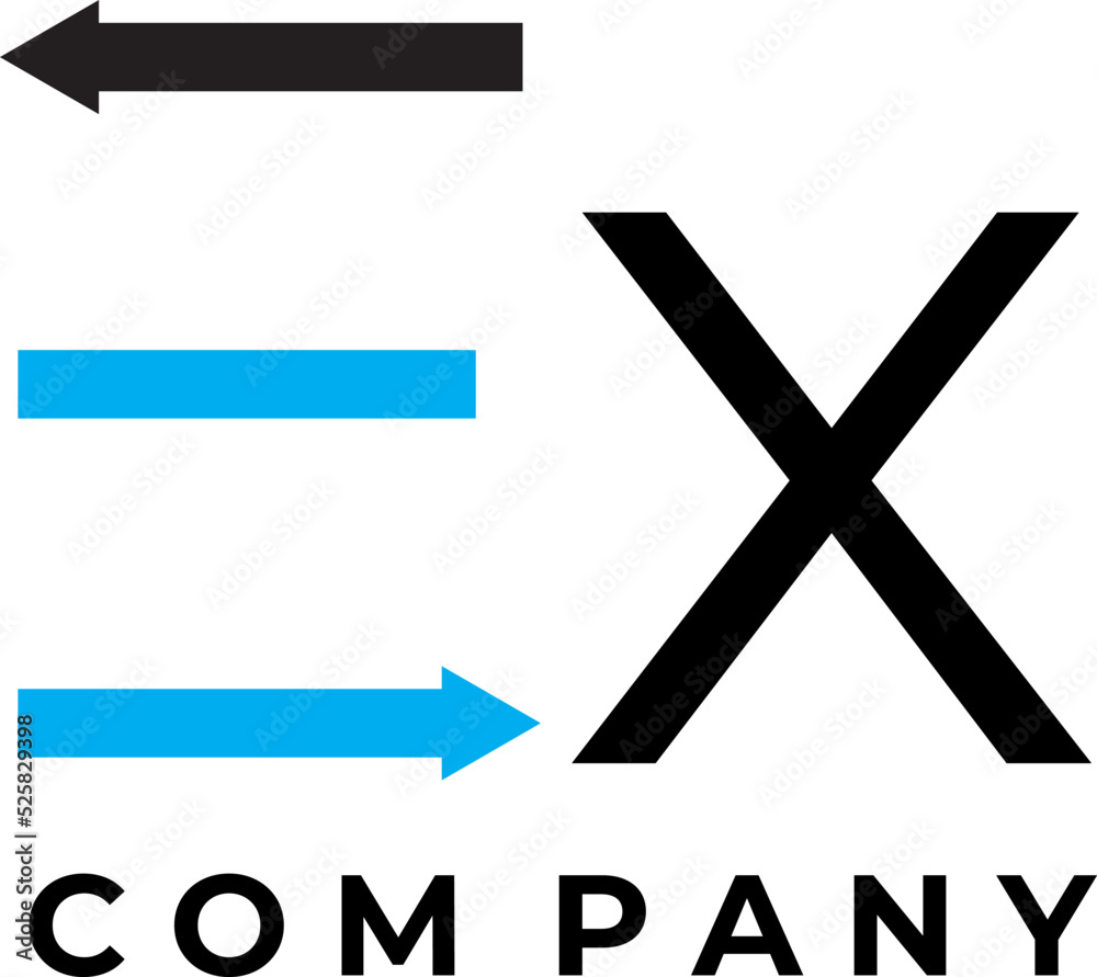 EX monogram initials logo with arrow EX monogram initials logo with arrow