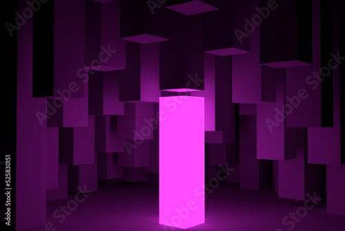 Abstract cavern with dark solid columns.