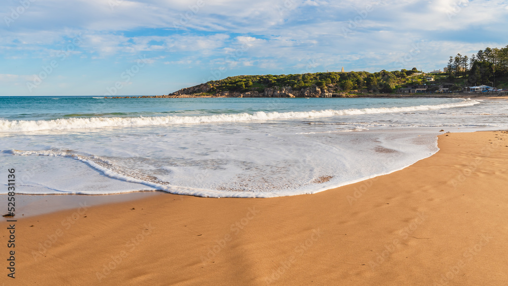 Fototapeta premium Port Elliot beach on a bright day during winter season, Fleurieu Peninsula, South Australia