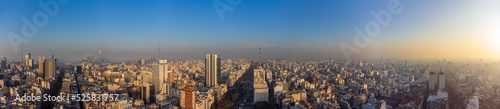Aerial view of the Obelisk, icon of the city of Buenos Aires.