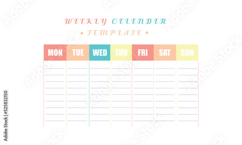 Weekly planner Monday - Sunday info graphics design vector and marketing icons