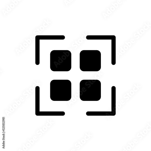 Scanning qr code black glyph ui icon. Get info from e-store. Online marketplace. User interface design. Silhouette symbol on white space. Solid pictogram for web, mobile. Isolated vector illustration