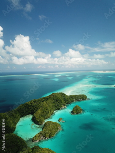 Pristine blue ocean, rock islands in Palau