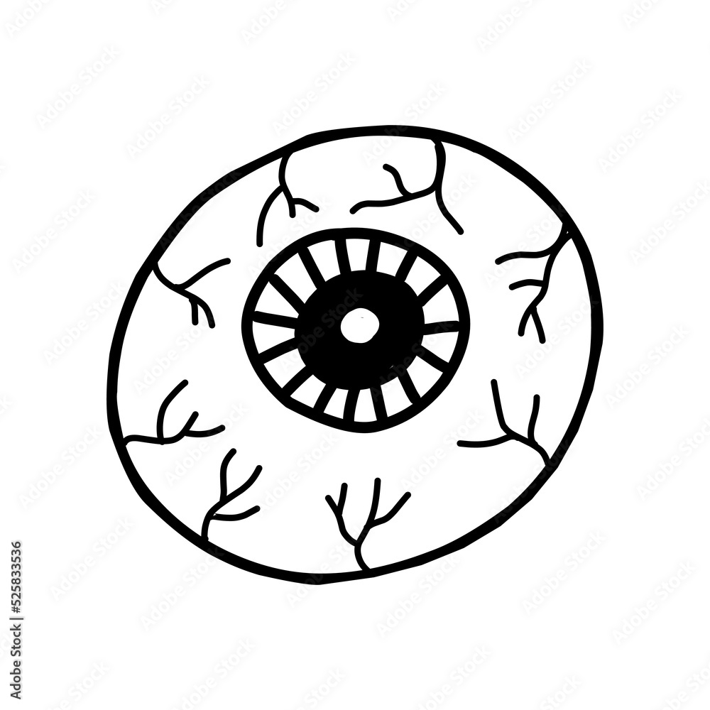 Stylized eye in doodle style on background