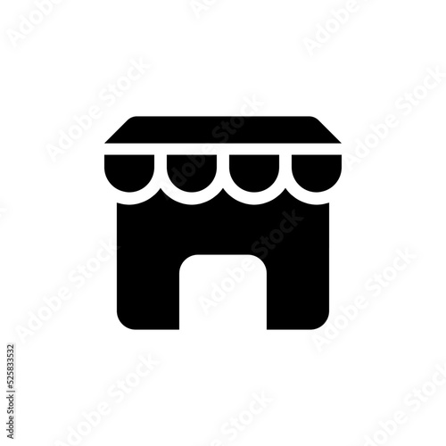 Online marketplace black glyph ui icon. Ecommerce site. Digital commerce. User interface design. Silhouette symbol on white space. Solid pictogram for web, mobile. Isolated vector illustration