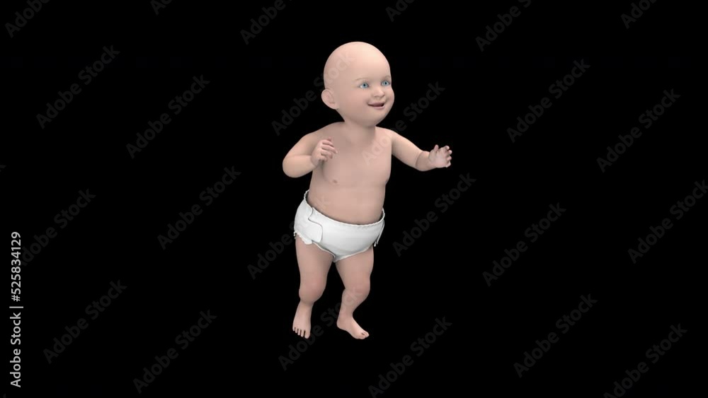Baby dance - 3d render looped with alpha channel. Baby dance - 3d render looped with alpha channel.
