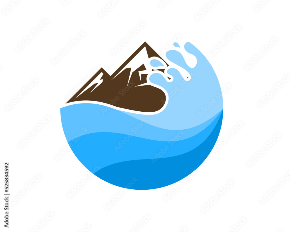 Fototapeta premium Mountain with wave on the circle