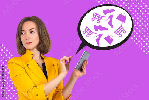 Shopping online. Woman make...