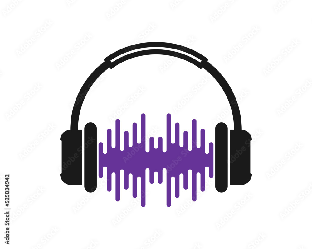 Headphone with music wave inside Headphone with music wave inside