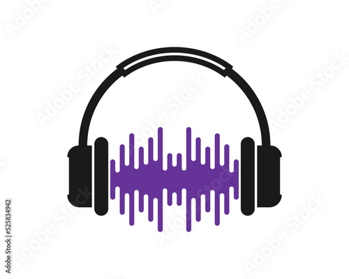 Headphone with music wave inside