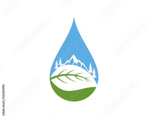 Water drop with mountain inside